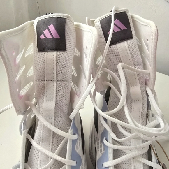 ADIDAS Box Hog 4 Boxing Boots White Grey Lilac Womens 10.5 - Picture 8 of 16